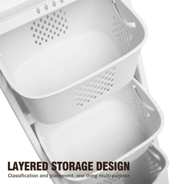 2-Tier/4-Tier Rolling Laundry Cart with Removable Baskets - Heavy-Duty Plastic Frame & Wheeled Hamper Organizer, Modern Bathroom Storage Cart Suitable for,, Dorm, Hotel - Space-Saving Clothes Sorting System, Laundry Baskets