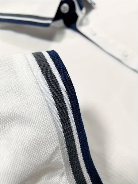 Men'S Polo Shirt Fashion Casual Set Pique Mesh Letter Pattern Top And Bottom