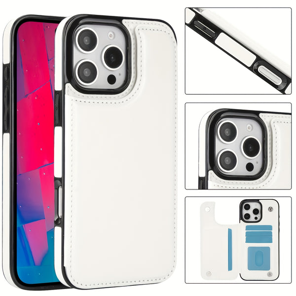 Phone Case -Cardholder-Style Phone Case, Convenient. for Iphone 17 Promax/Pro/ Air, 16 Plus, 15, 14 Pro Max, 13, 12, 11. Gift for Friends, Boys, Girls Or Family. This Business Shock-Resistant Protective Case Features a Solid Color
