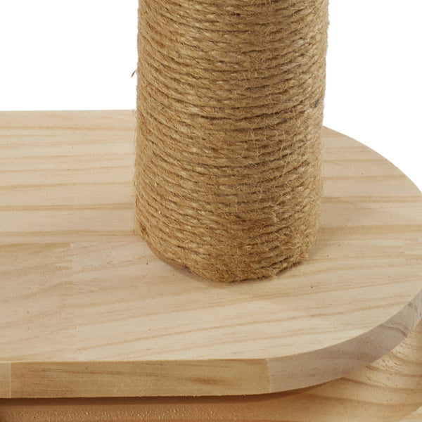 Interactive Solid Wood Cat Scratching Post, Cat Turntable, Cat Teasing Stick, Cat Scratching Board, Durable Cat Toy, Sisal Cat Climbing Frame, Elliptical Turntable