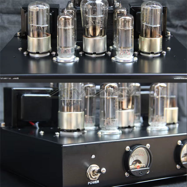 Audiophile 6P1 Tube Power Amplifier Class a Single-Ended Parallel High-Power HIFI Power Amplifier Retro Tube VU Meter Amplifier