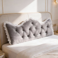 Large Ultra-Soft Comfortable Plush Backrest Pillow, Princess Style Reading Cushion, Neck and Back Support, Luxurious Fashionable Home Style Multifunctional Lace Ruffled Headboard Cushions, Suitable for Bedroom, Living Room, Dorm, Sofa Home Decor, Machine
