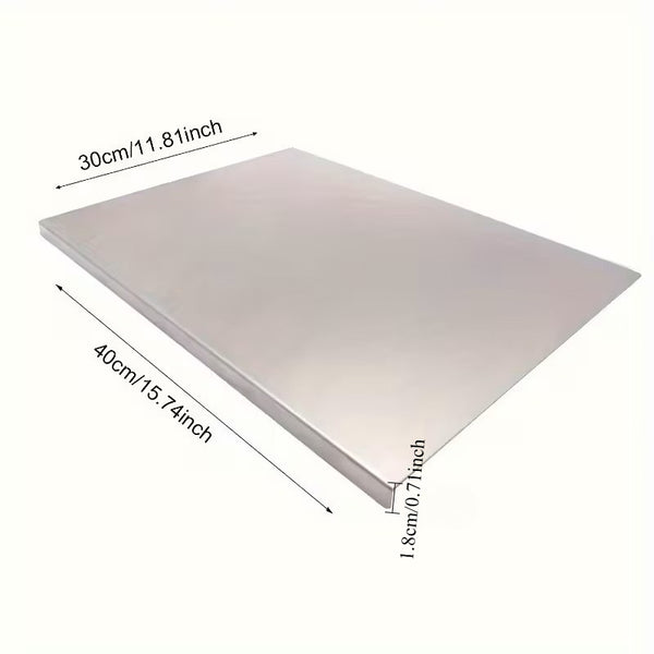 1 Oversized Extra-thick Stainless Steel Cutting Board, Modern Minimalist Style with a Silvery Rectangular Curved Design, Easy to Clean, Suitable for Industrial Science/kitchen Cooking/home/outdoor Camping, Kitchen Utensils, Lab Mats, Handmade Mats