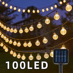 1pc 16.33/22.9/39.3ft (4.98/6.98/11.98m) 20/50/100 LED Bubble Globe Fairy Lights, Outdoor Solar String Lights, Ipx4, 1.7cm Ball, Button Control, for Summer Garden Patio Yard Trees Wedding Birthday Party