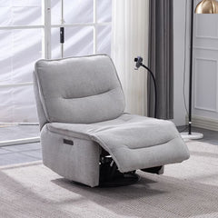 Meteor Grey Fabric Power Reclining Swivel Chair