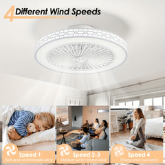 [Smart Ceiling Fan]Low-profile Ceiling Fan with Dimmable Light And Remote Control, Modern Smart LED Ceiling Fan with Lamp, 50.8cm, Dimmable, 3000-6500K, 6 Wind Speeds, Timer, Memory Function, Lamp with Fan for Living Room, Bedroom, And Dining Room