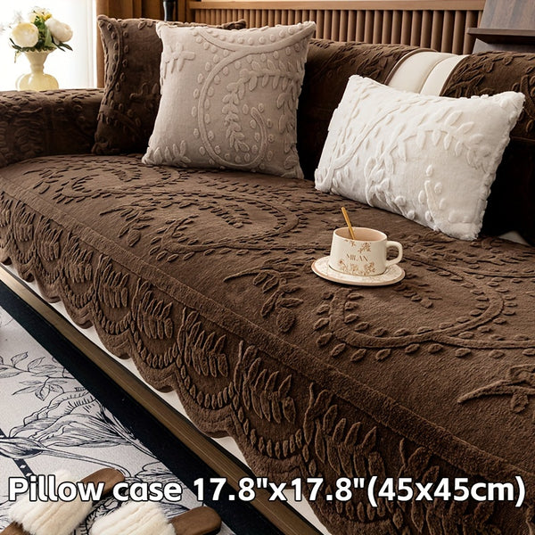 1pc Heavy-Duty Sofa Cover - Beige Floral & Leaf pattern, Non-Slip Couch Protector with Pet-Friendly One-Piece Design, Machine Washable for Living Room, Bedroom, Office - Fits Most Single/Double/Three/Four-Seater Sofas - Modern Home Decor, Sofa for Living