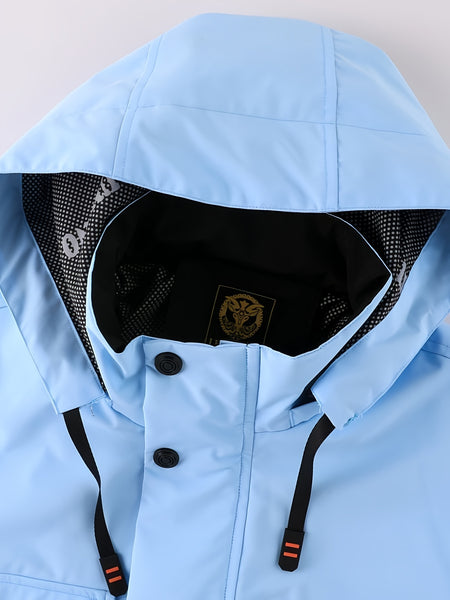 Men's Spring Autumn New Hooded Thin Jacket Men's Outdoor Warm Storm Jacket Men's Casual Multi-Pocket Cargo Jacket Men's Hat Detachable Zipper Jacket Men's Color Insertion Jacket