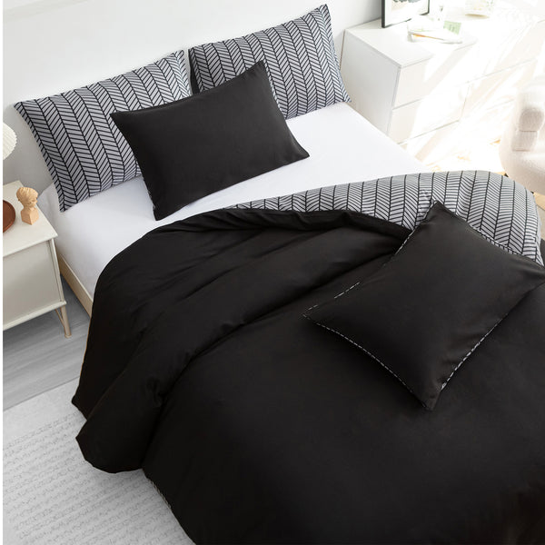 Luxury Reversible Duvet Cover Set with Matching Pillowcases – Single, Double, King & Super King Sizes – Soft Breathable Microfiber Bedding Set UK – Brick Pattern