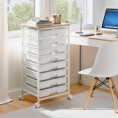 KINGRACK Heavy-Duty Rolling Storage Cart with 8 Drawers & Tabletop - Stackable Mobile Organizer Trolley, Suitable for Home, Office, Bedroom, Classroom, Space-Saving with Assembly, Tabletop Shelf for Small Spaces, Storage Drawer Units