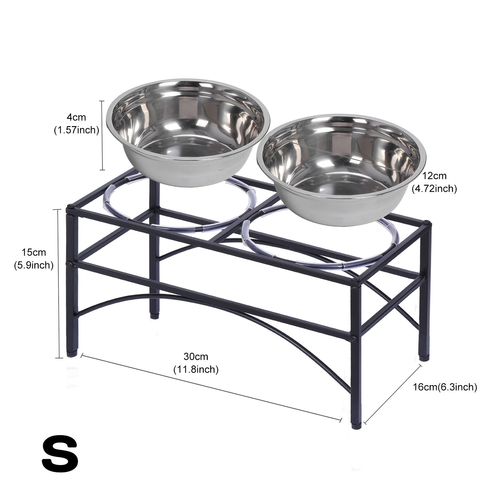 Elevated Double Dog Bowls Feeder with Stainless Steel Water and Food Dishes for Dogs, Pet Feeder, Food Bowl, Two