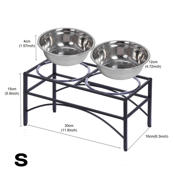 Elevated Double Dog Bowls Feeder with Stainless Steel Water and Food Dishes for Dogs, Pet Feeder, Food Bowl, Two
