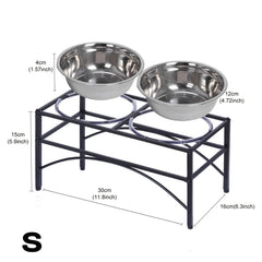Elevated Double Dog Bowls Feeder with Stainless Steel Water and Food Dishes for Dogs, Pet Feeder, Food Bowl, Two