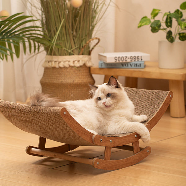 Cat Scratcher, Rocking Chair Cat Scratching Board, Cardboard Lounge Bed Cat Scratching Post, Durable Board Pads prevents Furniture Damage, Brown