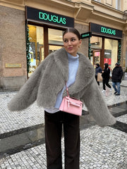 Faux Winter Warm Fashion Plush Top Short Coat for Women