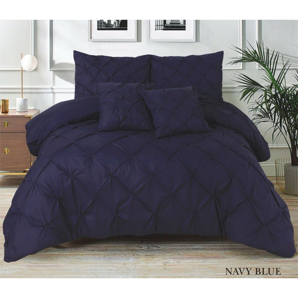 PINTUCK PLEATED ALFORD EGYPTION COTTON MIX DUVET COVER WITH PILLOW CASEA ALL SIZES SINGLE DOUBLE KING SUPER KING