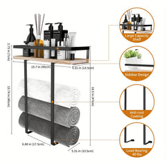 Wall-Mounted Towel Rack - Metal Towel Holder for Bathroom | Iron Shelf for Folding Large Towels, Contemporary Style, Suitable for Small Bathrooms or RV Camping