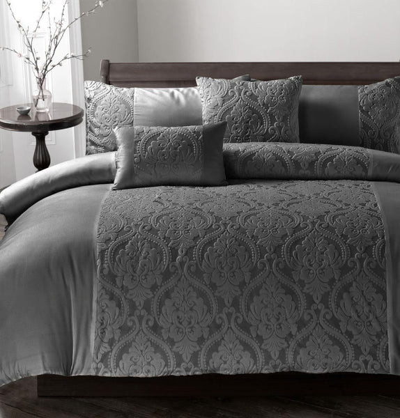Damask Velvet Duvet Cover Set – Luxury Soft Velvet Fabric with Elegant Pattern, Warm and Cozy Bedding Set, Durable and Easy Care