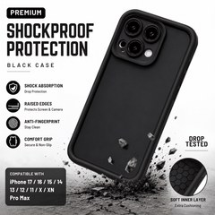Case For iphone 17 16 15 14 13 12 11 X XR Pro Max Black Shockproof Cover
