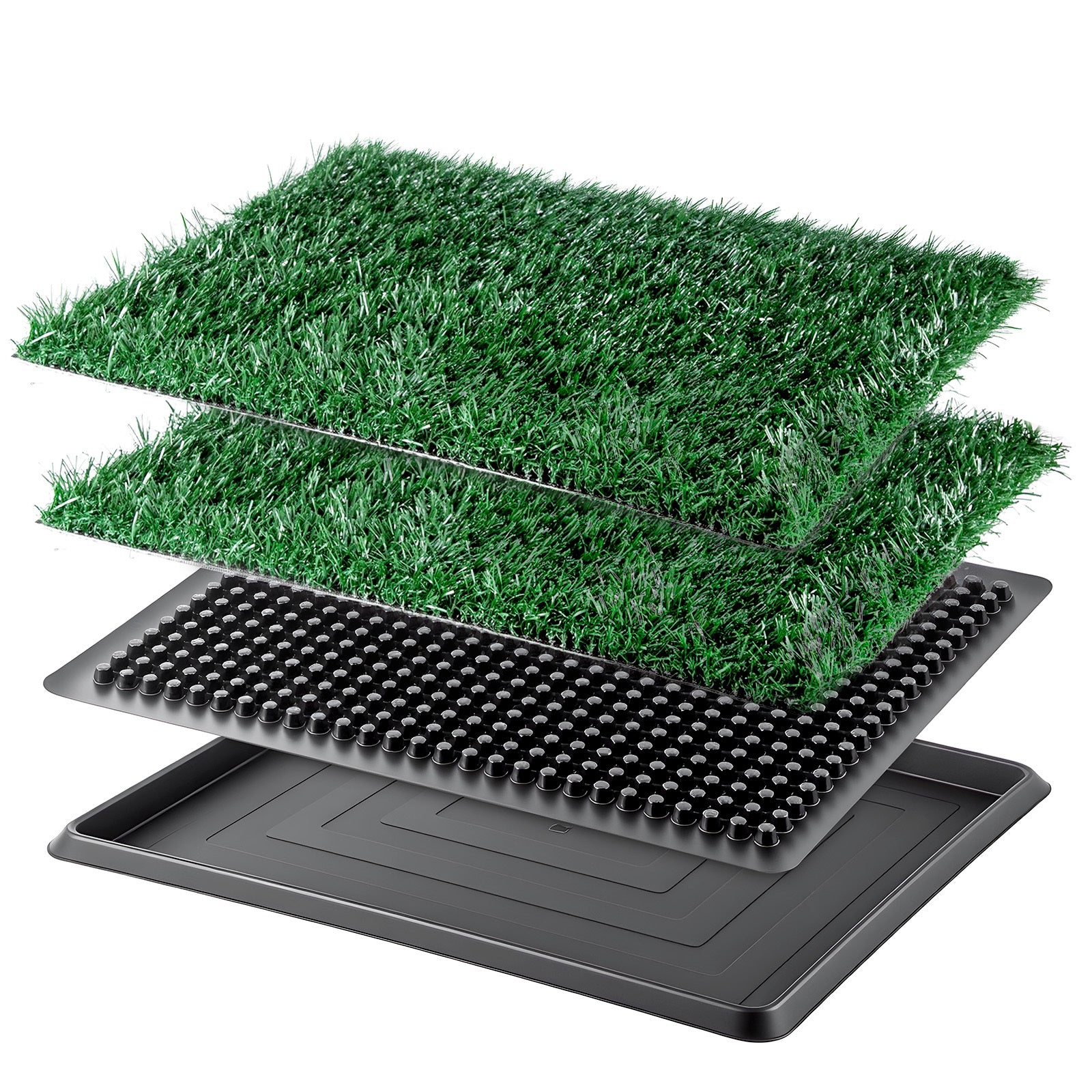 20 x 16 inch Dog Toilet Tray with Artificial Grass – Reusable Dog Litter Tray for Puppies and Small Dogs, Portable Potty with Drainage System for Flat or Home Use Indoor