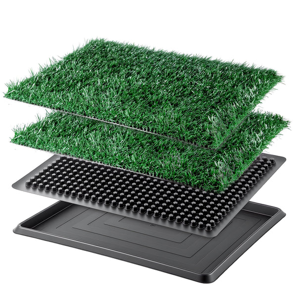 20 x 16 inch Dog Toilet Tray with Artificial Grass – Reusable Dog Litter Tray for Puppies and Small Dogs, Portable Potty with Drainage System for Flat or Home Use Indoor