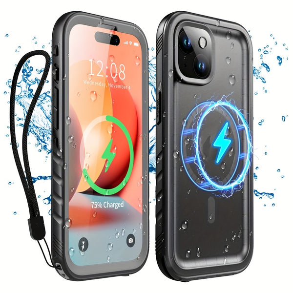 Phone Case - Magnetic for Iphone 16 15 14 13 Pro Max Plus Case - Built-In Screen And Camera Protector Underwater Diving Full Body Dropproof Shockproof Dustproof Phone Case