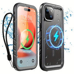 Phone Case - Magnetic for Iphone 16 15 14 13 Pro Max Plus Case - Built-In Screen And Camera Protector Underwater Diving Full Body Dropproof Shockproof Dustproof Phone Case