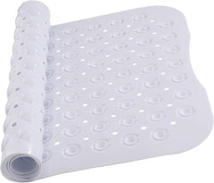 MOONLIGHT20015 Shower Bath Mat Non Slip anti Mould & Mildew with Strong Suction Cups Grip and Drain Holes Soft Rubber Shower Mats - PVC Bathroom Mat Machine Washable (70X38Cm, White)