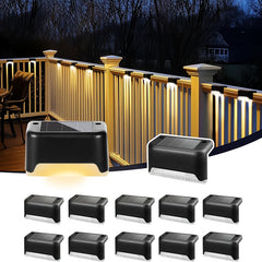 10pcs set of solar outdoor garden lights, home garden layout staircase deck lights, hallway wall lights, railing decorative lights, holiday decorative atmosphere lights, IP44
