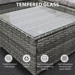 Rattan Garden Furniture 3 Piece Corner Sofa Set PE Wicker Patio Table and Chairs with Cushion