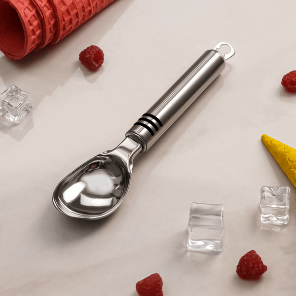 AEX Stainless Steel Ice Cream Spoon - Long Handle Scooper for Sorbet, Melon, & Dessert - Durable & Easy Clean - Versatile Kitchen Utensil for Ice Cream, Yogurt, Coffee, & More - Sleek Design - Perfect for Home, Restaurant, & Party