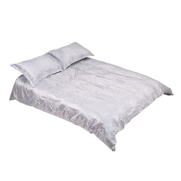 Luxury European Style Satin Jacquard Duvet Cover Three-Piece Set Single/Double/King/Super King Size, Soft Comfortable Floral Pattern Bedding Set, Machine Washable, Zipper Closure, High-Quality Quilt Cover Set for All-season Use, Bedroom, Hotel, Guest Room