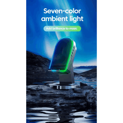 Wireless Induction Speaker Dock with Bluetooth Connection, Vertical Phone Holder, Ambient Lighting, Portable Design