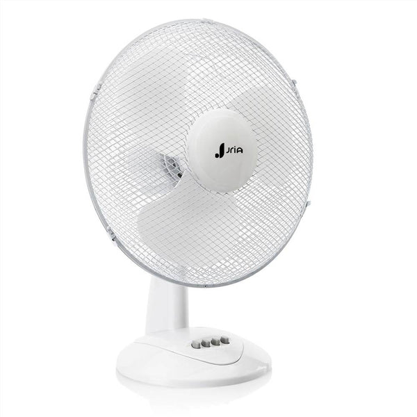 12” Portable Desk Fan – 3-Speed Table Fan with 90° Oscillation, Adjustable Tilt Head & Quiet Operation – Compact Air Circulator for Bedroom, Office, or Home (White)