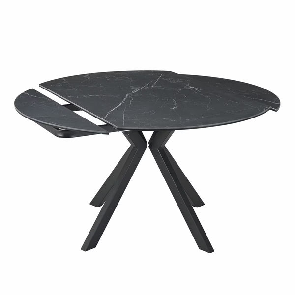 Indus Valley Cavella round Ceramic Extending Dining Table + 4 Grey Chairs