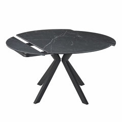 Indus Valley Cavella round Ceramic Extending Dining Table + 4 Grey Chairs