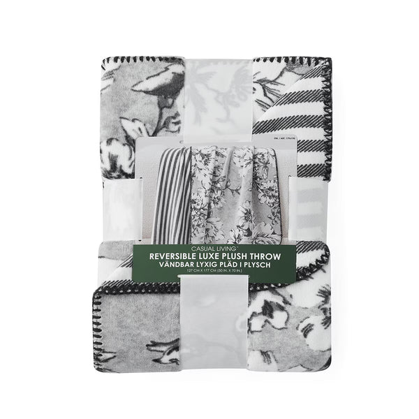 Casual Living Reversible Plush Throw 127 X 177 Cm, in Black and White