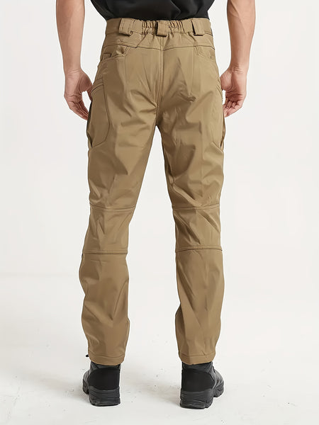 1PC Men's -Lined Warm Tactical Cargo Pants, Thick Winter Style, Multi-Pocket, Windproof Snowproof, Micro-Stretch Fabric, Suitable for Outdoor Hiking, Fishing, Casual Outings, No Belt