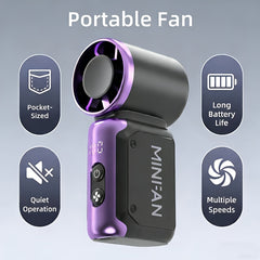 2026 New Mini Handheld Portable Quiet Bladeless Fan, USB Rechargeable Pocket Fan, Suitable for Outdoor, Travel, and Office Use, Travel Accessory