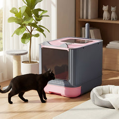 Cat Litter Box, Plastic Pet Toilet, Removable Litter Box, Large Cat Litter Box Hooded Litter Tray Drawer, UV Sterilization and Deodorization, Provide Your Cat with A Comfortable Place