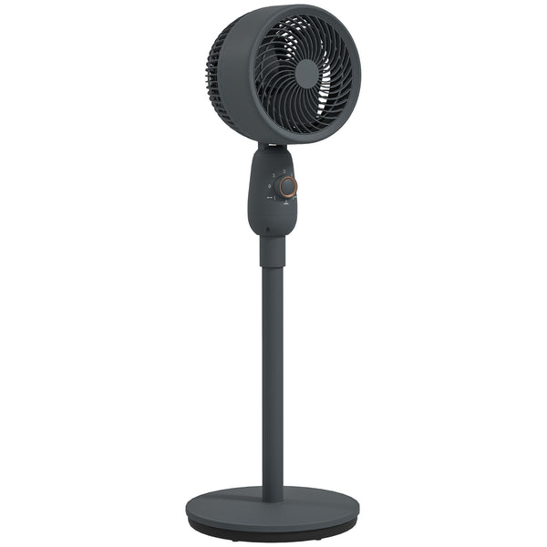 Pedestal Fan, Powerful Air Circulator, 12 Inch Floor Standing Fan with 3 Speed Settings, Oscillating Function for Bedroom, Home and Office, Grey, Adjustable Head, Safe Design, Versatile Use