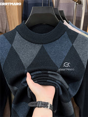 Carterma CRRTMARO Embroidered Sweater Men'S Warm Autumn And Winter Fleece Thickened Semi-High Collar Base Shirt Casual Men'S Clothing Shengyida