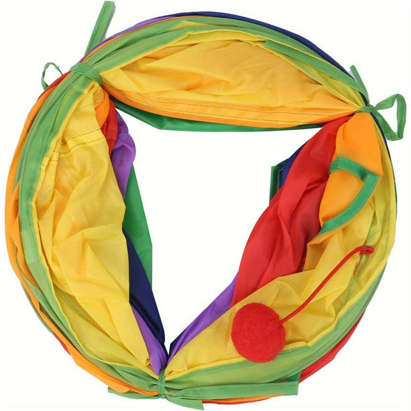 Cat Tunnel Collapsible Cat Toys Tunnel with 2 Peek Holes Rainbow Tunnel for Indoor Cats Pet Interactive Play Tunnels with a Play Ball Exercising Hiding Training and Running with Fun