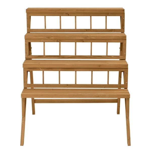 4-Tier Wooden Plant Stand with Sturdy Structure for Garden Patio Balcony Easy Assembly