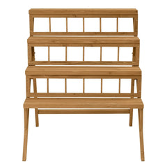 4-Tier Wooden Plant Stand with Sturdy Structure for Garden Patio Balcony Easy Assembly
