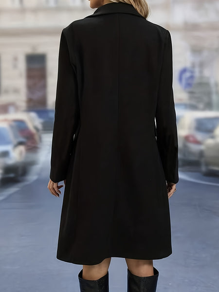 Women'S Solid Color Double-Breasted Trench Coat