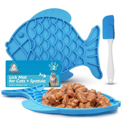 2 Pack Cat Lick Mat with Spatula | Silicone Pet Feeding Mat with Suction Base | Dog & Cat Licky Pad for Treats, Wet Food & Paste | Slow Feeder Textured Lick Mat for Pets | Easy Clean Dishwasher Safe Pet Food Placemat