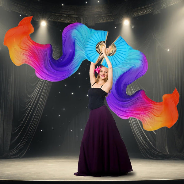 Artificial Fan, for Belly Dance, Women's Belly Dance Fan, Handcrafted Colorful Ribbon Fan, Professional Folding Dance Fan, Suitable for Traditional Dance, No Battery Required