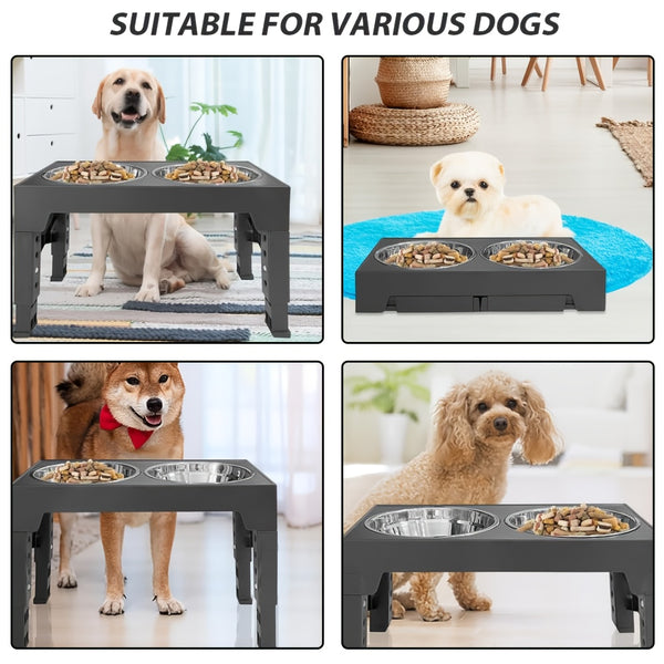 1SET Adjustable Height Pet Feeder Total of 5 Height Cat Bowl Dog Bowl with Two Detachable Stainless Steel Bowls for Dog Neck Protection Makes a Great Valentine'S Day Gift for Small, Medium And Large Dogs