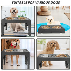 1SET Adjustable Height Pet Feeder Total of 5 Height Cat Bowl Dog Bowl with Two Detachable Stainless Steel Bowls for Dog Neck Protection Makes a Great Valentine'S Day Gift for Small, Medium And Large Dogs